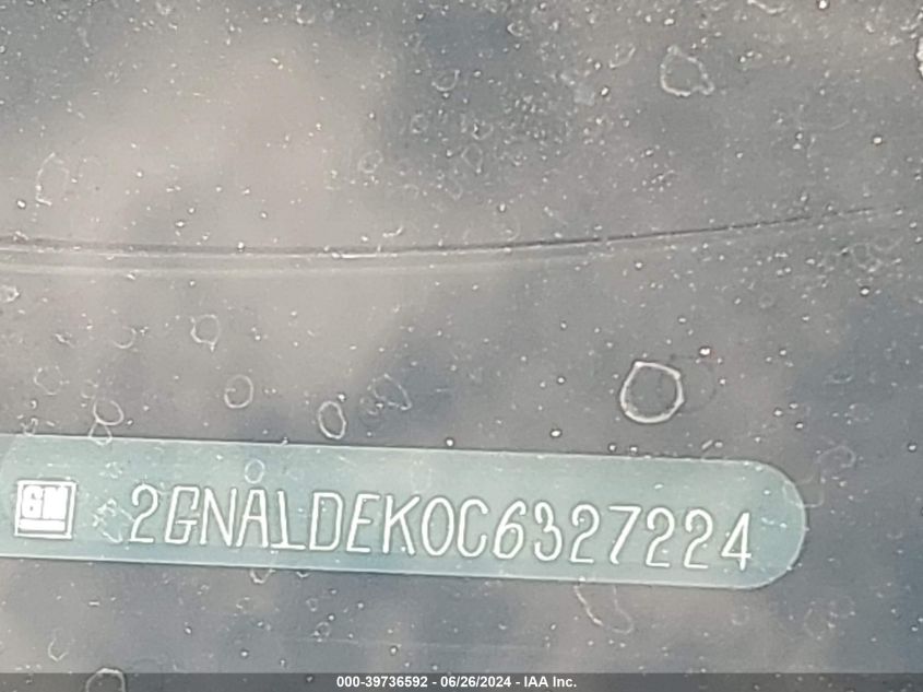 2012 Chevrolet Equinox Lt VIN: 2GNALDEK0C6327224 Lot: 39736592