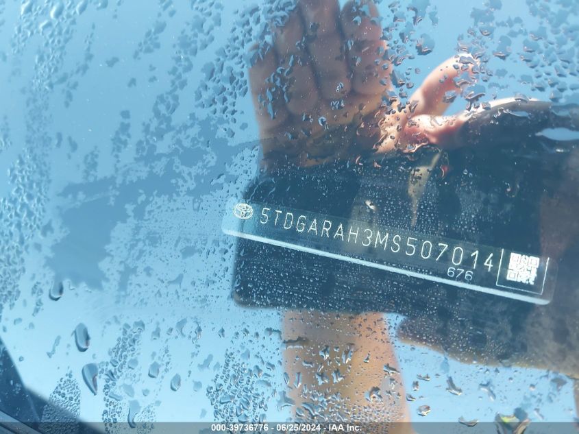 2021 Toyota Highlander Hybrid Xle VIN: 5TDGARAH3MS507014 Lot: 39736776