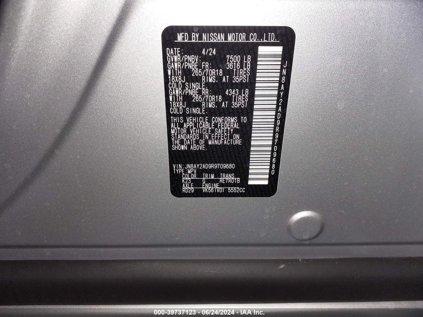 2024 NISSAN ARMADA SV 4WD - JN8AY2AD9R9709680