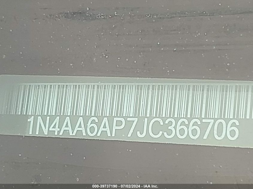 2018 Nissan Maxima 3.5 S VIN: 1N4AA6AP7JC366706 Lot: 39737190