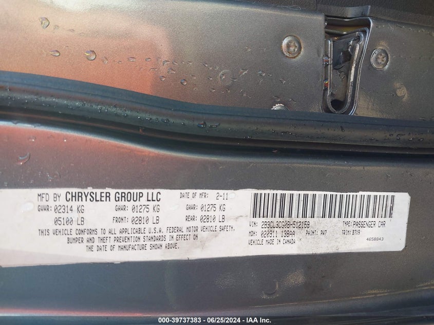 2012 Dodge Charger Se VIN: 2C3CDXBG2CH301068 Lot: 39737383