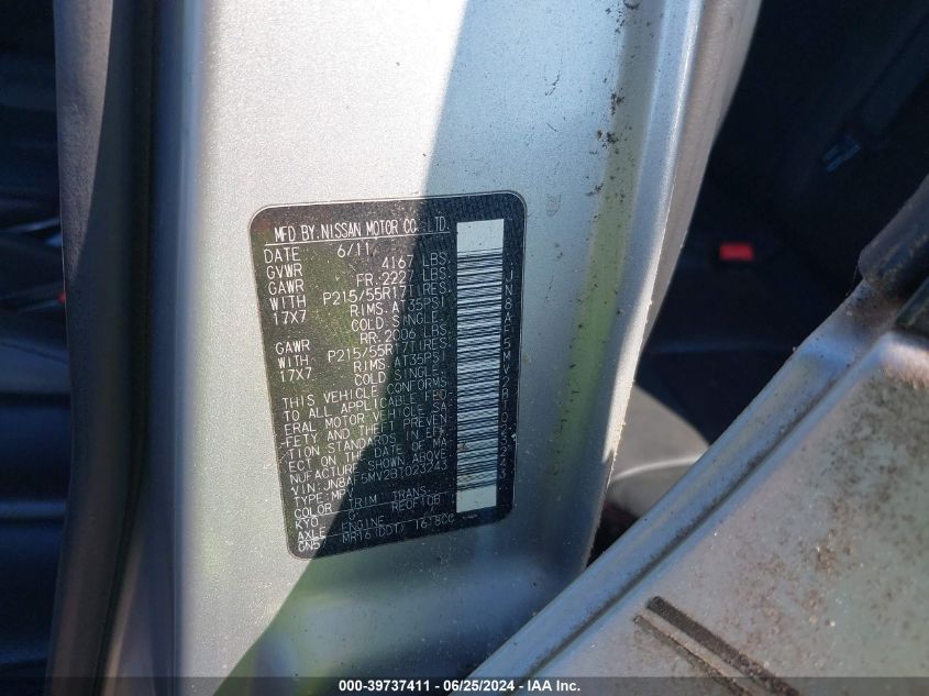 2011 Nissan Juke Sl VIN: JN8AF5MV2BT023243 Lot: 39737411