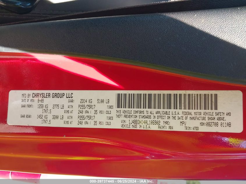 2010 Jeep Wrangler Unlimited Sport VIN: 1J4BB3H14AL106902 Lot: 39737445