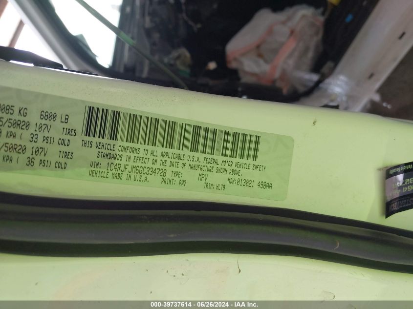 2016 Jeep Grand Cherokee Summit VIN: 1C4RJFJM6GC334728 Lot: 39737614