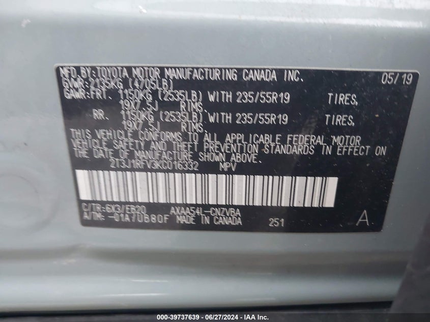 2019 TOYOTA RAV4 ADVENTURE - 2T3J1RFV3KC016332