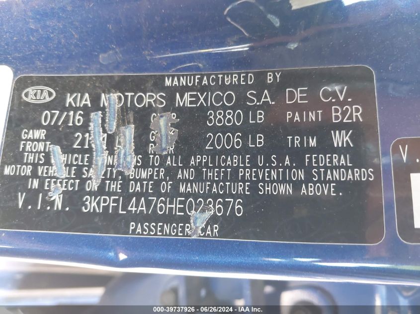 3KPFL4A76HE023667 2017 Kia Forte Lx/S