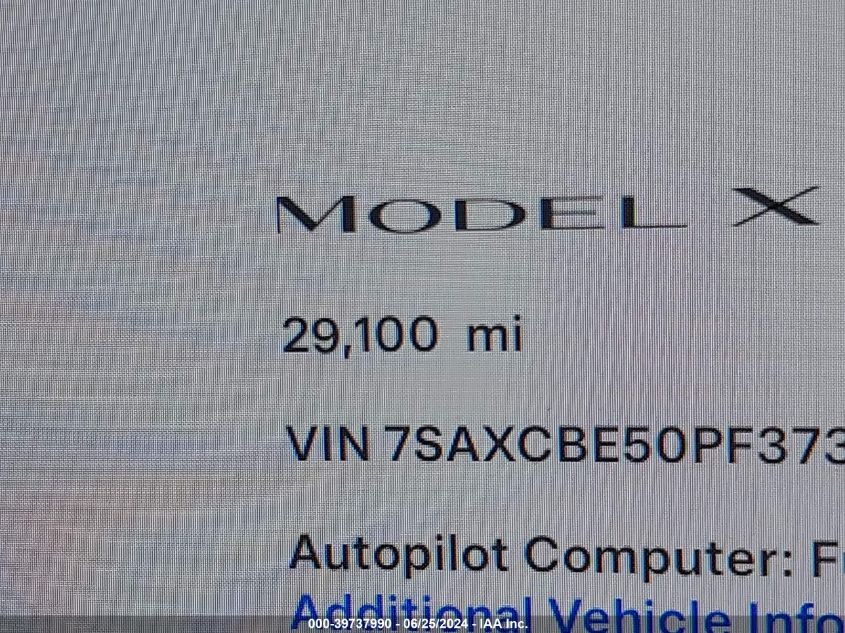 2023 Tesla Model X Dual Motor All-Wheel Drive/Standard Range VIN: 7SAXCBE50PF373690 Lot: 39737990