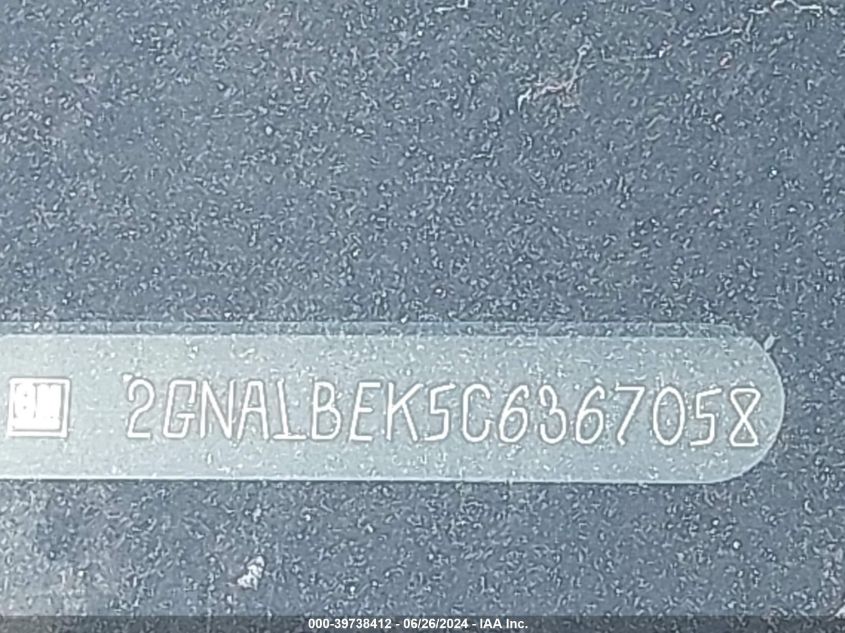 2012 Chevrolet Equinox Ls VIN: 2GNALBEK5C6367058 Lot: 39738412