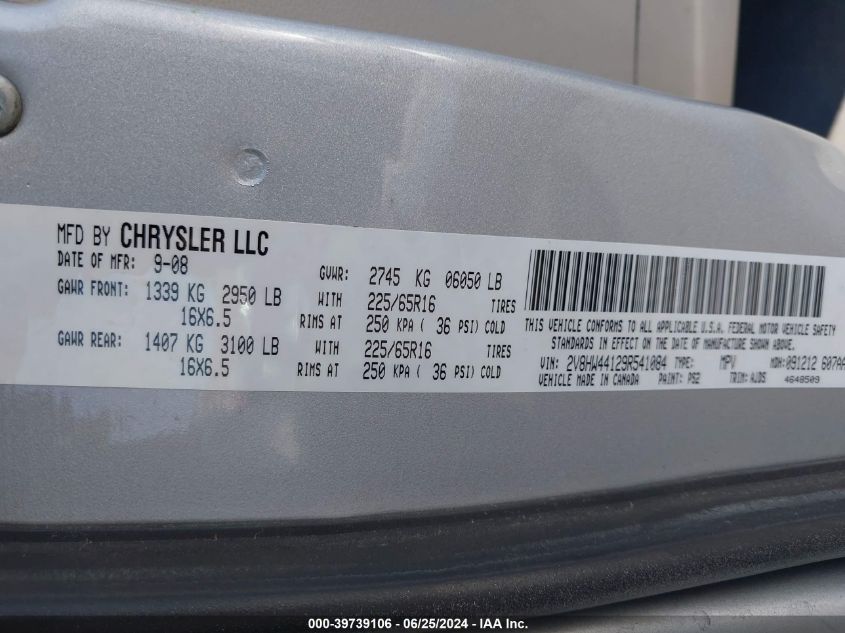 2009 Volkswagen Routan S VIN: 2V8HW44129R541084 Lot: 39739106