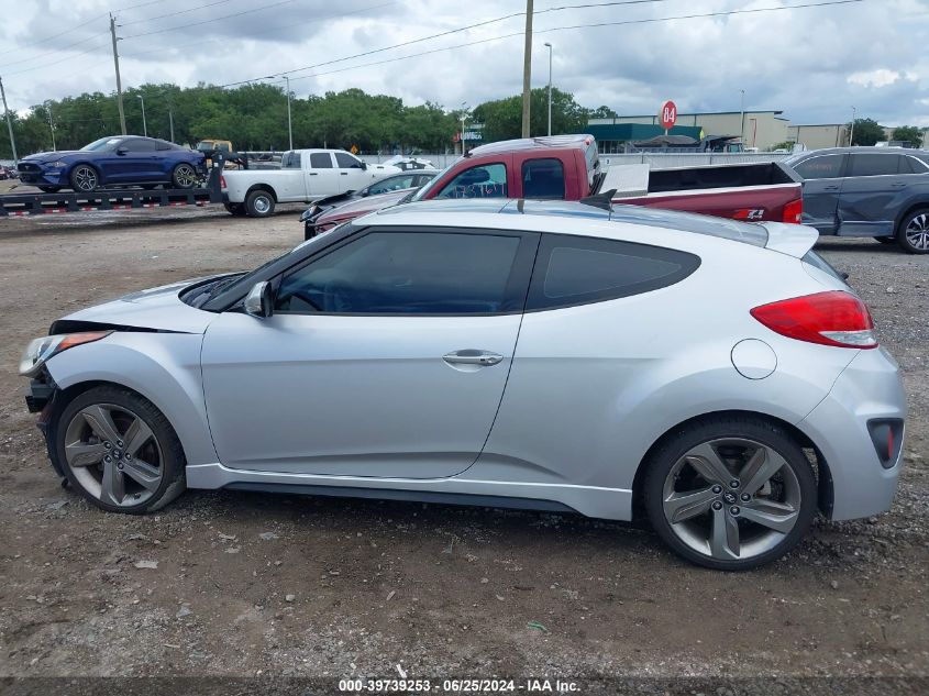 2013 Hyundai Veloster Turbo W/Blue VIN: KMHTC6AE2DU124900 Lot: 39739253