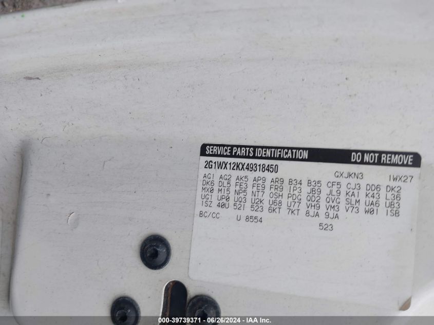 2004 Chevrolet Monte Carlo Ss VIN: 2G1WX12KX49318450 Lot: 39739371