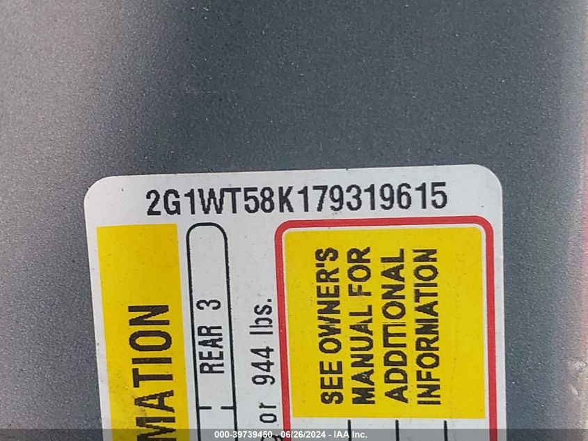 2007 Chevrolet Impala Lt VIN: 2G1WT58K179319615 Lot: 39739450