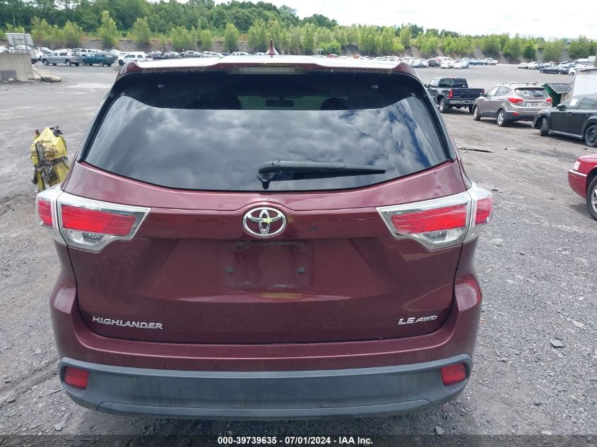 2016 Toyota Highlander Le Plus V6 VIN: 5TDBKRFH5GS262317 Lot: 39739635