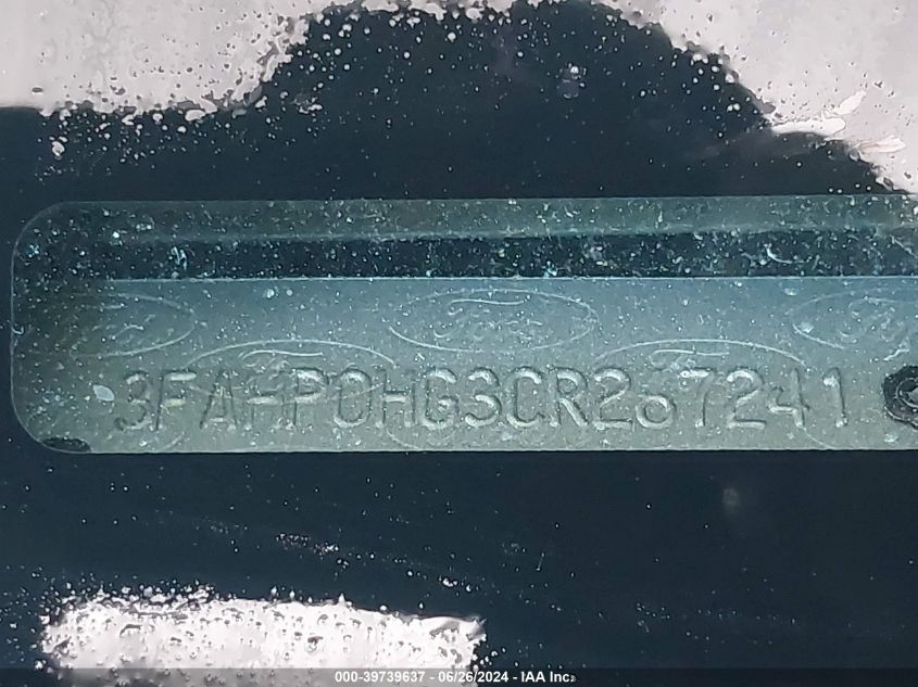 2012 Ford Fusion Se VIN: 3FAHP0HG3CR267241 Lot: 39739637