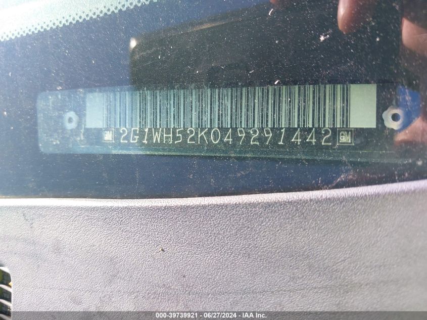 2004 Chevrolet Impala Ls VIN: 2G1WH52K049291442 Lot: 39739921