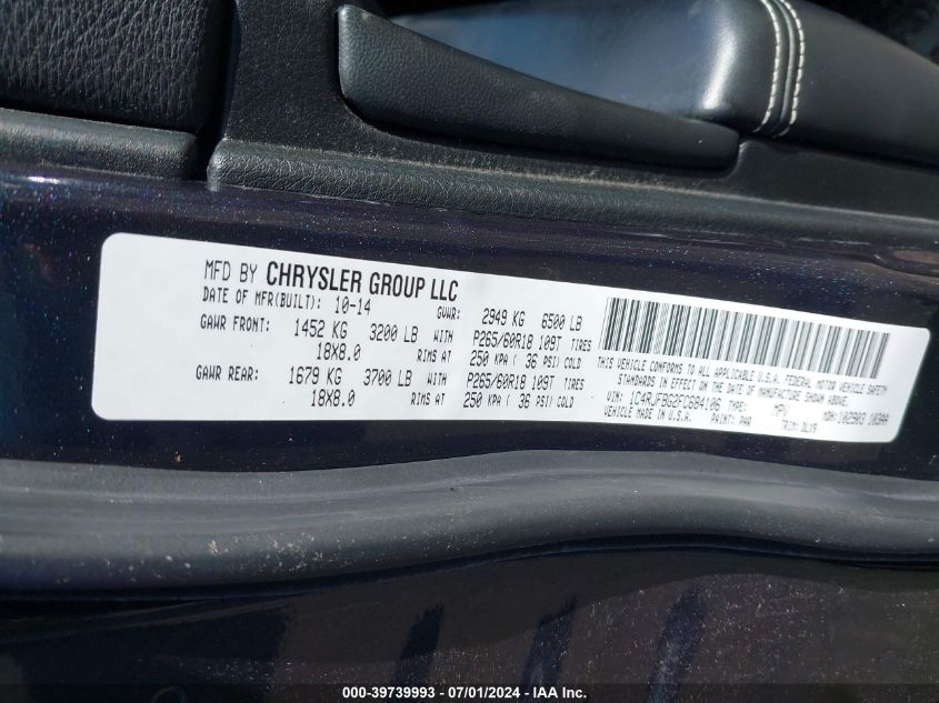 2015 Jeep Grand Cherokee Limited VIN: 1C4RJFBG2FC684106 Lot: 39739993