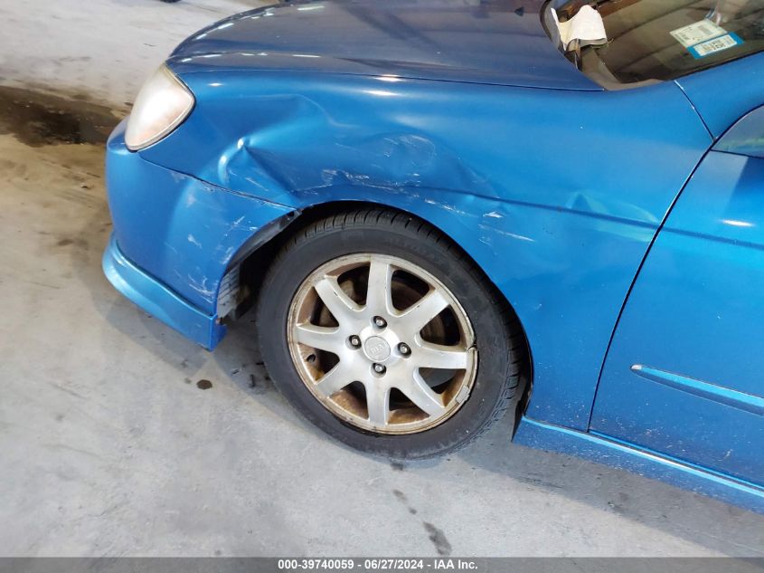 2006 Kia Spectra5 VIN: KNAFE162265314090 Lot: 39740059