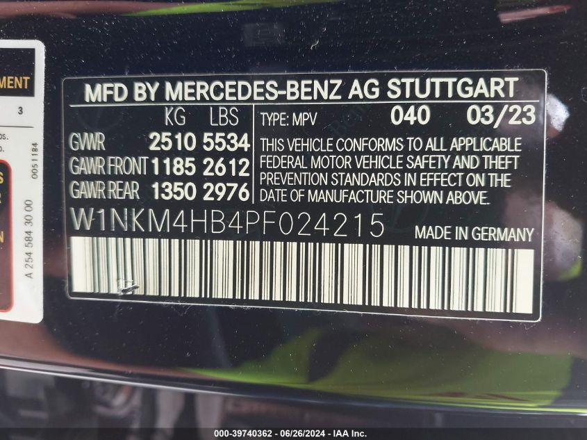 2023 Mercedes-Benz Glc 300 4Matic Suv VIN: W1NKM4HB4PF024215 Lot: 39740362