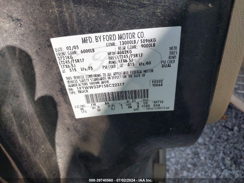 1FTWW33P75EB68456 2005 Ford F350 Super Duty