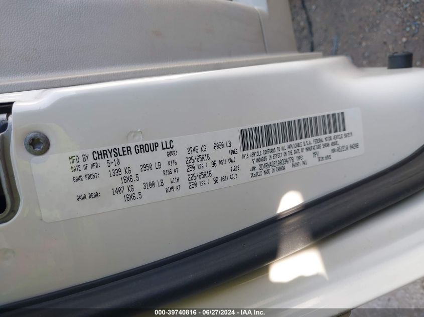 2010 Dodge Grand Caravan Se VIN: 2D4RN4DE1AR334778 Lot: 39740816