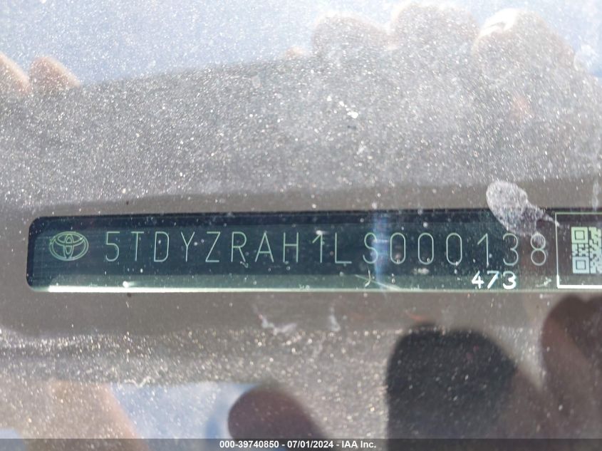 2020 Toyota Highlander Limited VIN: 5TDYZRAH1LS000138 Lot: 39740850