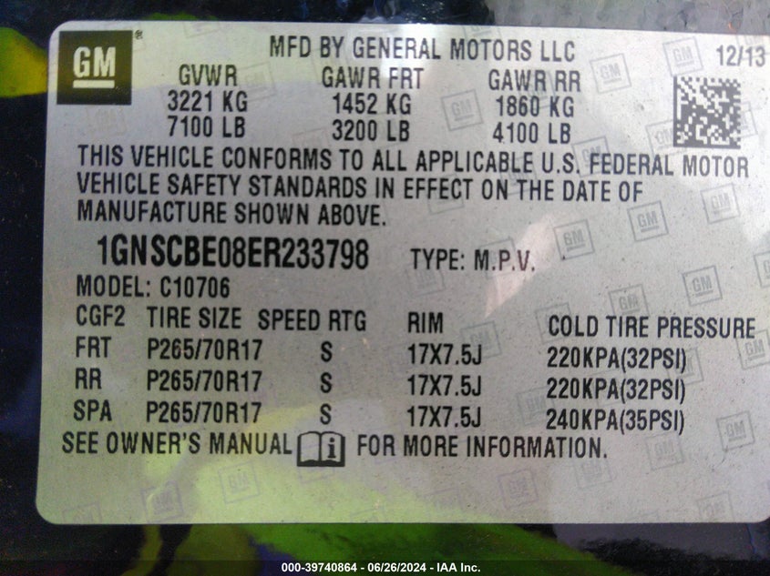 2014 CHEVROLET TAHOE LT - 1GNSCBE08ER233798