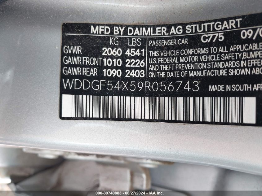 WDDGF54X59R056743 2009 Mercedes-Benz C 300 300