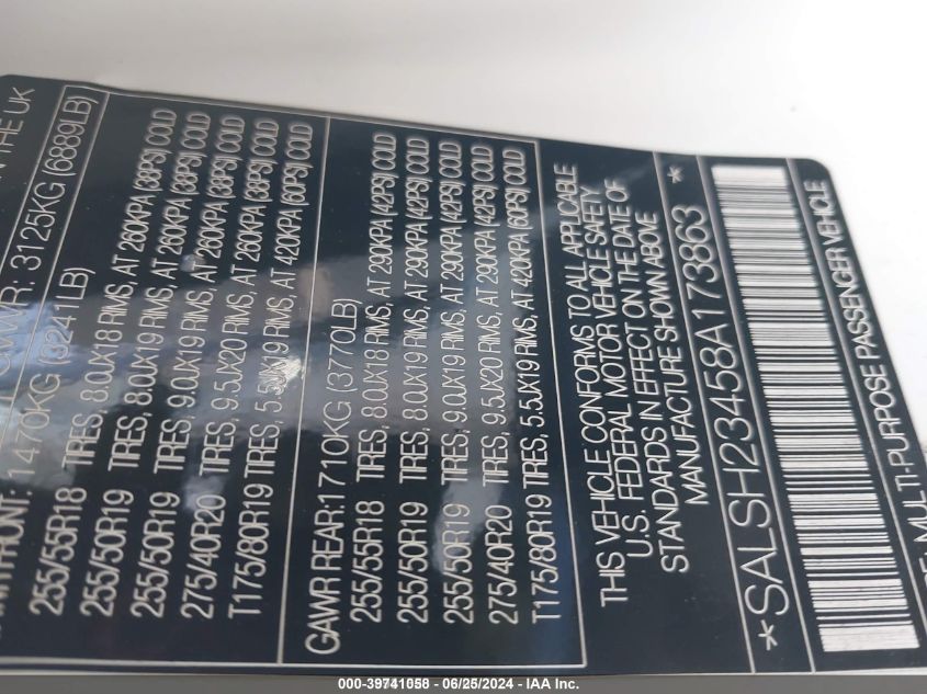 2008 Land Rover Range Rover Sport VIN: SALSH23458A173863 Lot: 39741058