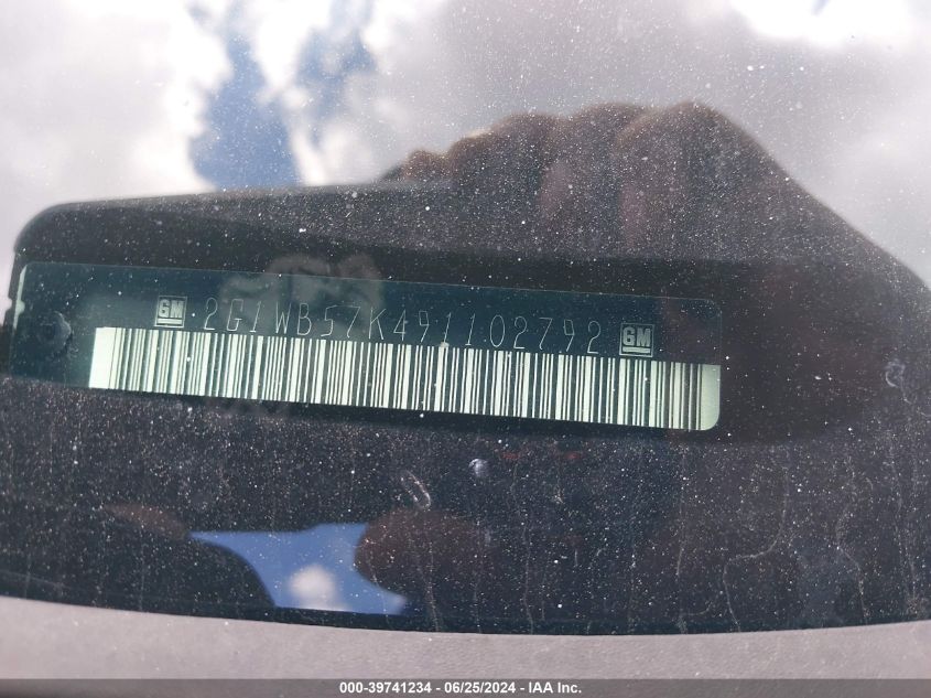 2009 Chevrolet Impala Ls VIN: 2G1WB57K491102792 Lot: 39741234