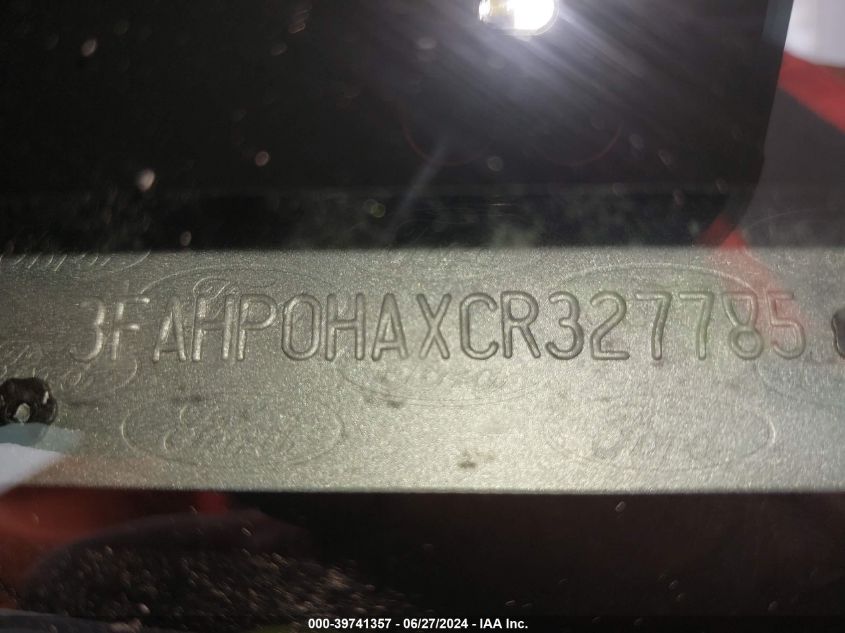 2012 Ford Fusion Se VIN: 3FAHP0HAXCR327785 Lot: 39741357