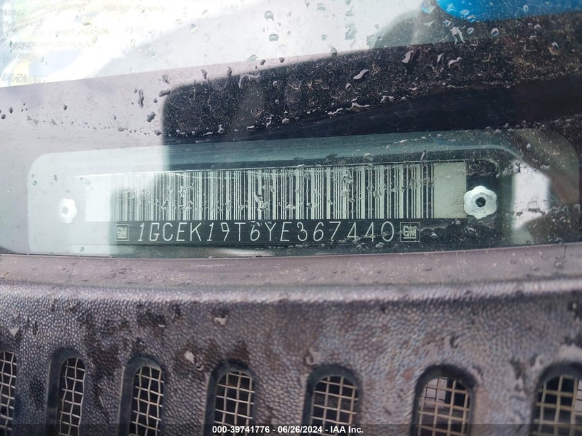 2000 Chevrolet Silverado 1500 VIN: 1GCEK19T6YE367440 Lot: 39741776