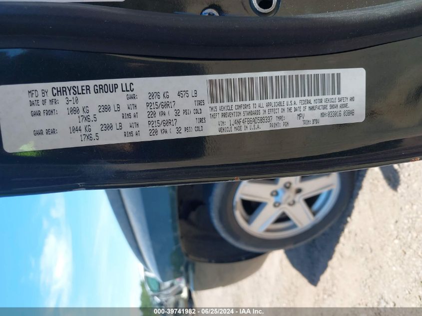 2010 Jeep Compass Sport VIN: 1J4NF4FB6AD589337 Lot: 39741982