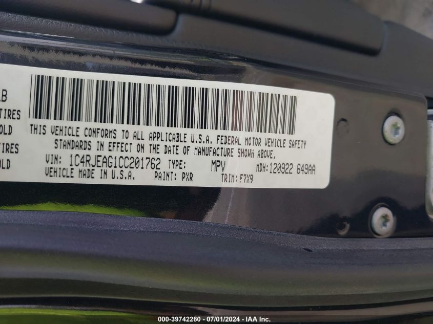 2012 Jeep Grand Cherokee Laredo VIN: 1C4RJEAG1CC201762 Lot: 39742280
