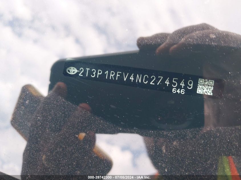 2022 Toyota Rav4 Xle VIN: 2T3P1RFV4NC274549 Lot: 39742300