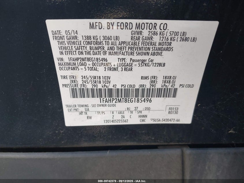 2014 FORD POLICE INTERCEPTOR - 1FAHP2MT8EG185496