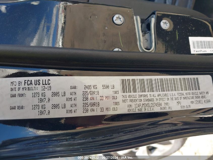 1C4PJMDX5LD574584 2020 Jeep Cherokee Limited 4X4