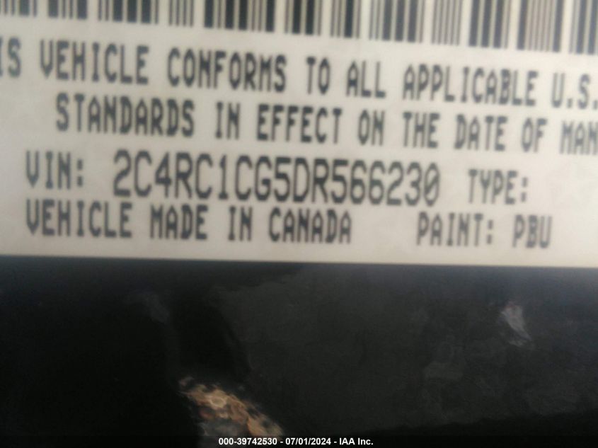 2013 Chrysler Town & Country Touring-L VIN: 2C4RC1CG5DR566230 Lot: 39742530