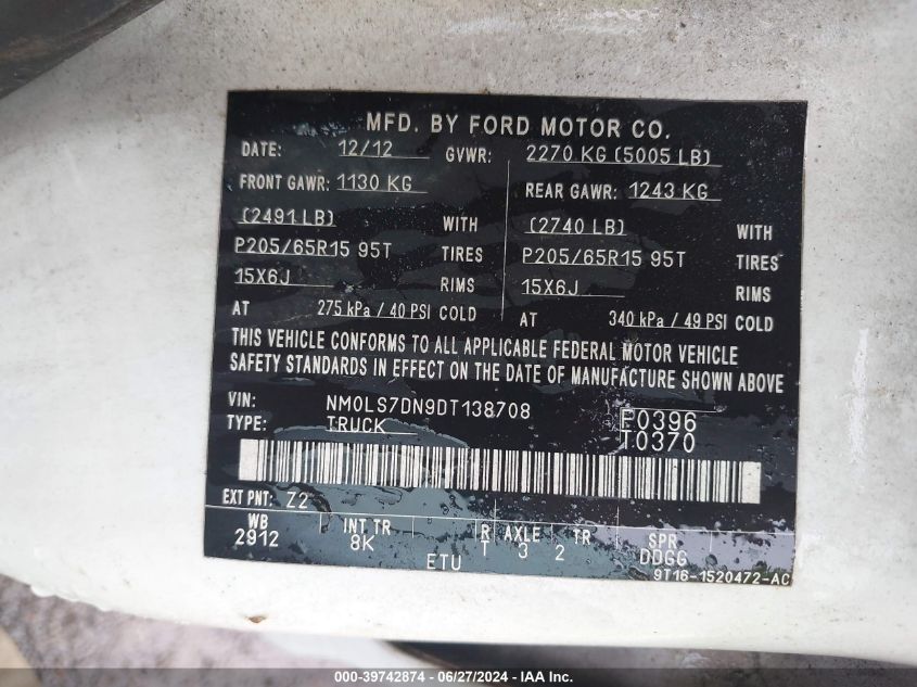 NM0LS7DN9DT138708 2013 Ford Transit Connect Xlt