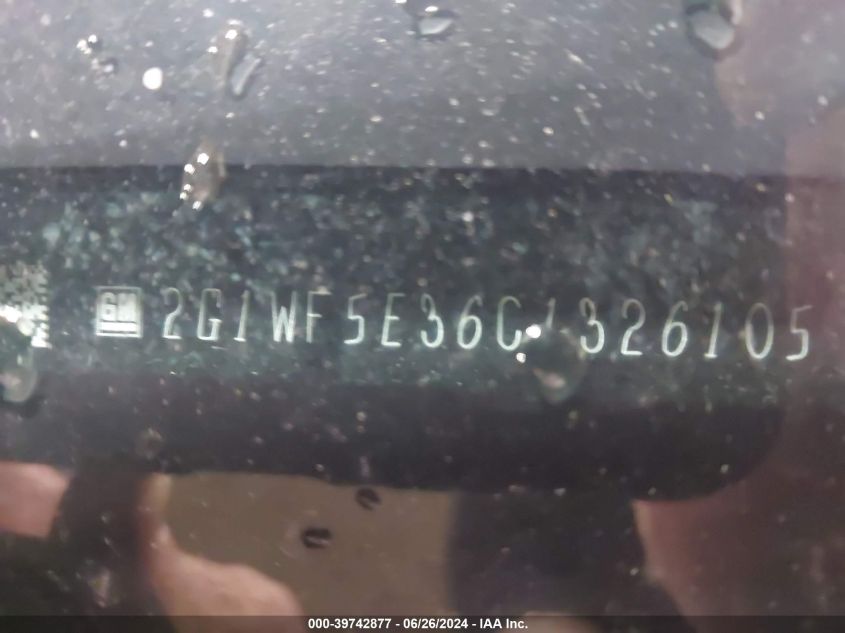 2012 Chevrolet Impala Ls VIN: 2G1WF5E36C1326105 Lot: 39742877