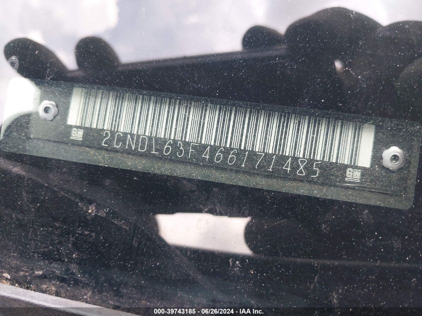 2006 Chevrolet Equinox Lt VIN: 2CNDL63F466171485 Lot: 39743185