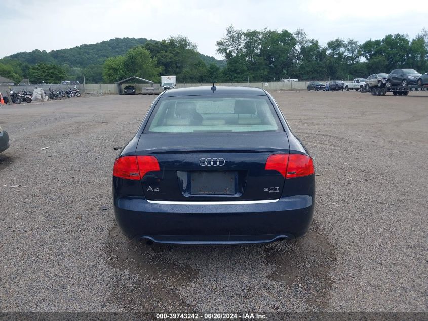 2008 Audi A4 2.0T VIN: WAUDF78E68A005733 Lot: 39743242