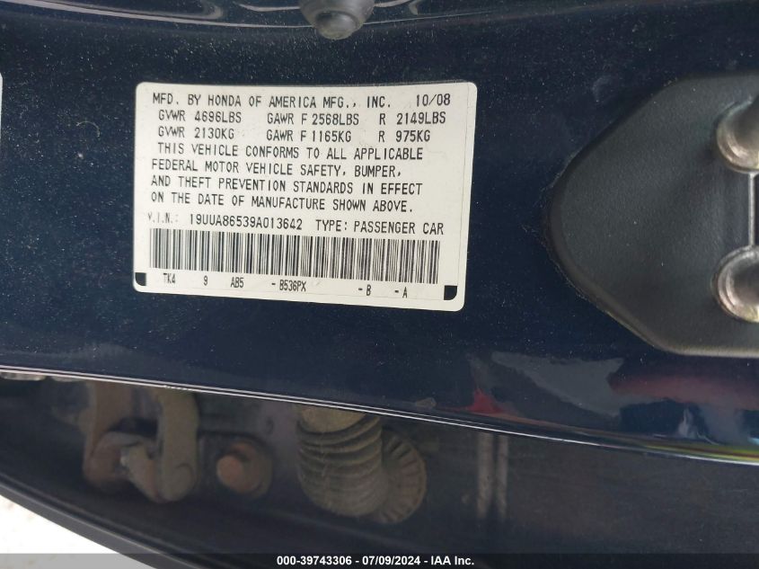 19UUA86539A013642 2009 Acura Tl 3.5