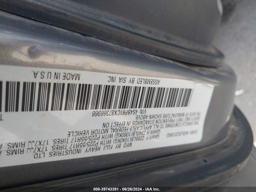 2008 Subaru Outback 2.5I/2.5I L.l. Bean Edition VIN: 4S4BP61CX87366966 Lot: 39743391