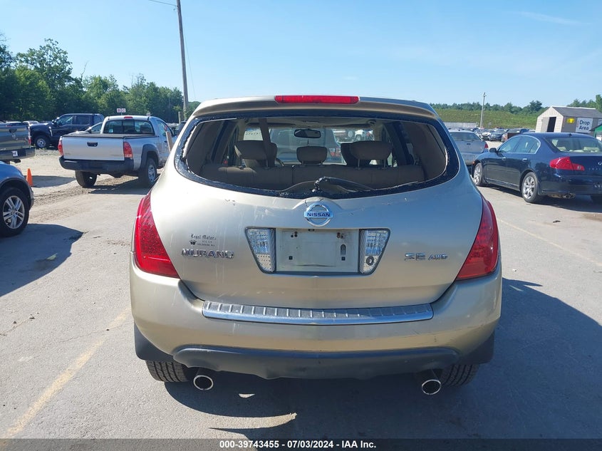 2007 Nissan Murano Sl/Se/S VIN: JN8AZ08W47W63568 Lot: 39743455
