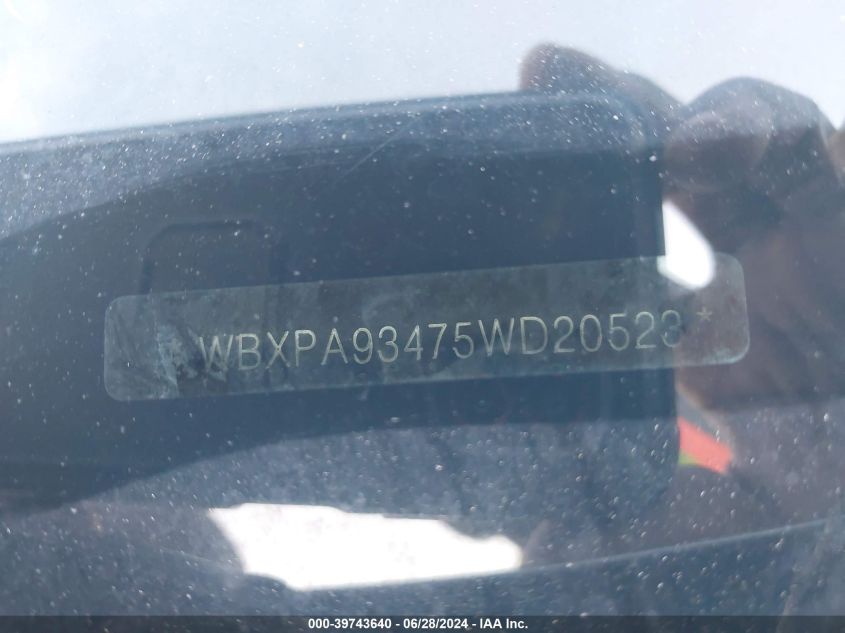 2005 BMW X3 3.0I VIN: WBXPA93475WD20523 Lot: 39743640