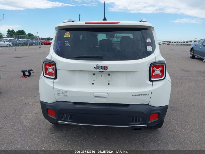 2018 Jeep Renegade Limited Fwd VIN: ZACCJADB9JPJ06189 Lot: 39743730