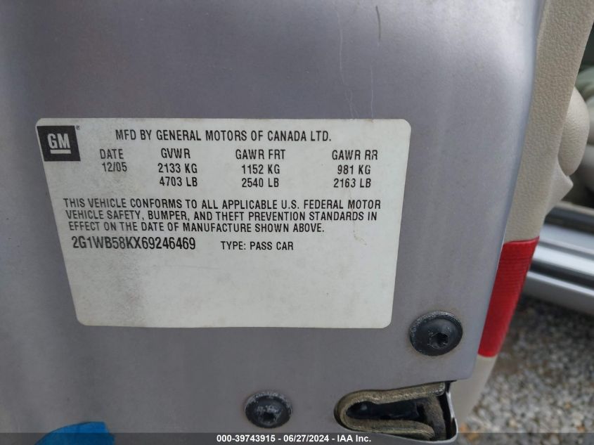 2006 Chevrolet Impala Ls VIN: 2G1WB58KX69246469 Lot: 39743915