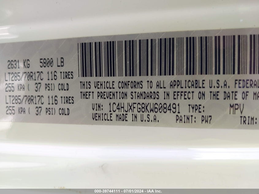 2019 JEEP WRANGLER UNLIMITED RUBICON 4X4 - 1C4HJXFG8KW608491