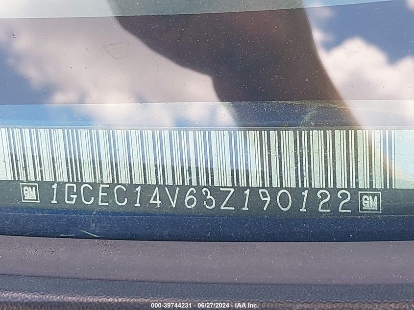 2003 Chevrolet Silverado 1500 Ls VIN: 1GCEC14V63Z190122 Lot: 39744231