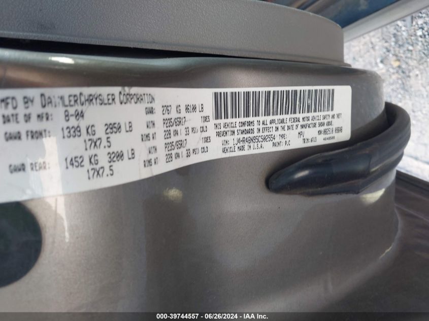 2005 Jeep Grand Cherokee Laredo VIN: 1J4HR48N95C502554 Lot: 39744557